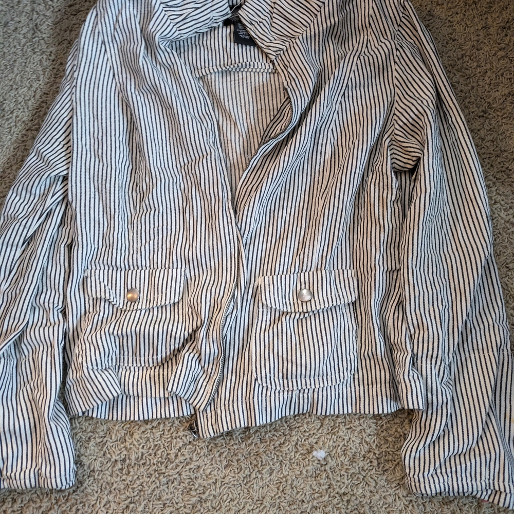 Live a Little Black and White Striped Blazer